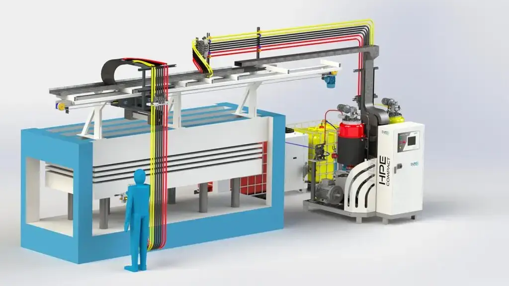 render di impianto speciale monoasse su pressa Europoliuretani